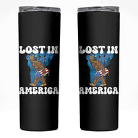 Funny 4th Of July Bigfoot Lost In America Skinny Tumbler Patriotic Sasquatch Rocket Footprint Fireworks - Wonder Print Shop
