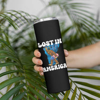 Funny 4th Of July Bigfoot Lost In America Skinny Tumbler Patriotic Sasquatch Rocket Footprint Fireworks - Wonder Print Shop