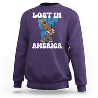 Funny 4th Of July Bigfoot Lost In America Sweatshirt Patriotic Sasquatch Rocket Footprint Fireworks - Wonder Print Shop