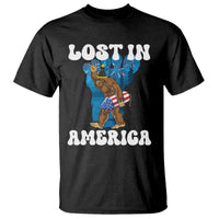 Funny 4th Of July Bigfoot Lost In America T Shirt Patriotic Sasquatch Rocket Footprint Fireworks - Wonder Print Shop