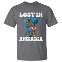 Funny 4th Of July Bigfoot Lost In America T Shirt Patriotic Sasquatch Rocket Footprint Fireworks - Wonder Print Shop