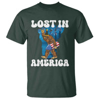 Funny 4th Of July Bigfoot Lost In America T Shirt Patriotic Sasquatch Rocket Footprint Fireworks - Wonder Print Shop
