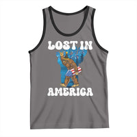 Funny 4th Of July Bigfoot Lost In America Tank Top Patriotic Sasquatch Rocket Footprint Fireworks - Wonder Print Shop