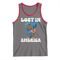 Funny 4th Of July Bigfoot Lost In America Tank Top Patriotic Sasquatch Rocket Footprint Fireworks - Wonder Print Shop