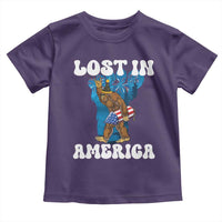 Funny 4th Of July Bigfoot Lost In America Toddler T Shirt Patriotic Sasquatch Rocket Footprint Fireworks - Wonder Print Shop