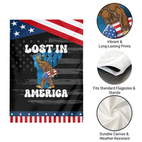 Funny 4th Of July Bigfoot Lost In America Garden Flag Patriotic Sasquatch Rocket Footprint Fireworks