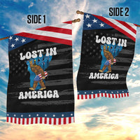 Funny 4th Of July Bigfoot Lost In America Garden Flag Patriotic Sasquatch Rocket Footprint Fireworks