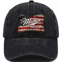Funny Merica Since 1776 Washed Cotton Baseball Cap 4th of July Beer Lover American Flag