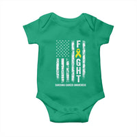 Fight Sarcoma Cancer Awareness Baby Onesie Yellow Ribbon Vintage American Flag