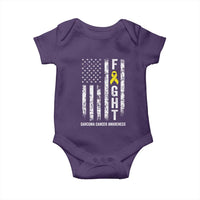 Fight Sarcoma Cancer Awareness Baby Onesie Yellow Ribbon Vintage American Flag
