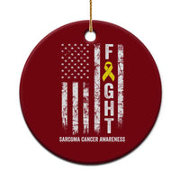 Fight Sarcoma Cancer Awareness Ceramic Ornament Yellow Ribbon Vintage American Flag