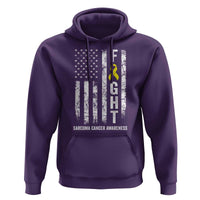Fight Sarcoma Cancer Awareness Hoodie Yellow Ribbon Vintage American Flag
