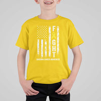 Fight Sarcoma Cancer Awareness T Shirt For Kid Yellow Ribbon Vintage American Flag