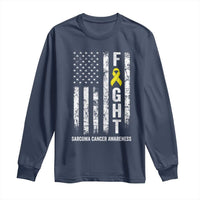 Fight Sarcoma Cancer Awareness Long Sleeve Shirt Yellow Ribbon Vintage American Flag