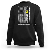 Fight Sarcoma Cancer Awareness Sweatshirt Yellow Ribbon Vintage American Flag
