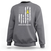 Fight Sarcoma Cancer Awareness Sweatshirt Yellow Ribbon Vintage American Flag