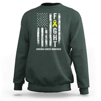 Fight Sarcoma Cancer Awareness Sweatshirt Yellow Ribbon Vintage American Flag