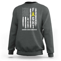 Fight Sarcoma Cancer Awareness Sweatshirt Yellow Ribbon Vintage American Flag