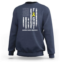 Fight Sarcoma Cancer Awareness Sweatshirt Yellow Ribbon Vintage American Flag