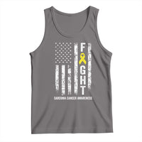 Fight Sarcoma Cancer Awareness Tank Top Yellow Ribbon Vintage American Flag
