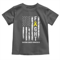 Fight Sarcoma Cancer Awareness Toddler T Shirt Yellow Ribbon Vintage American Flag