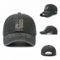 Fight Sarcoma Cancer Awareness Washed Cotton Baseball Cap Yellow Ribbon Vintage American Flag