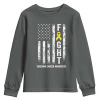 Fight Sarcoma Cancer Awareness Youth Sweatshirt Yellow Ribbon Vintage American Flag