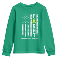Fight Sarcoma Cancer Awareness Youth Sweatshirt Yellow Ribbon Vintage American Flag