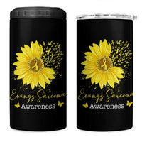 Ewings Sarcoma Awareness 4 in 1 Can Cooler Tumbler Yellow Flower Petal Ribbons Sunflower