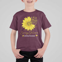 Ewings Sarcoma Awareness T Shirt For Kid Yellow Flower Petal Ribbons Sunflower