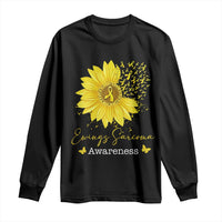 Ewings Sarcoma Awareness Long Sleeve Shirt Yellow Flower Petal Ribbons Sunflower
