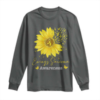 Ewings Sarcoma Awareness Long Sleeve Shirt Yellow Flower Petal Ribbons Sunflower