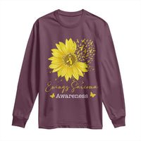 Ewings Sarcoma Awareness Long Sleeve Shirt Yellow Flower Petal Ribbons Sunflower
