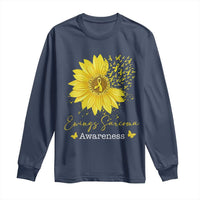 Ewings Sarcoma Awareness Long Sleeve Shirt Yellow Flower Petal Ribbons Sunflower