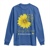 Ewings Sarcoma Awareness Long Sleeve Shirt Yellow Flower Petal Ribbons Sunflower
