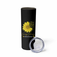 Ewings Sarcoma Awareness Skinny Tumbler Yellow Flower Petal Ribbons Sunflower