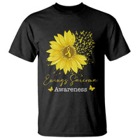 Ewings Sarcoma Awareness T Shirt Yellow Flower Petal Ribbons Sunflower