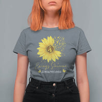 Ewings Sarcoma Awareness T Shirt For Women Yellow Flower Petal Ribbons Sunflower