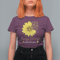 Ewings Sarcoma Awareness T Shirt For Women Yellow Flower Petal Ribbons Sunflower