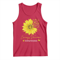 Ewings Sarcoma Awareness Tank Top Yellow Flower Petal Ribbons Sunflower