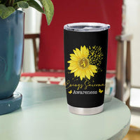 Ewings Sarcoma Awareness Tumbler Cup Yellow Flower Petal Ribbons Sunflower