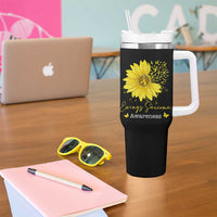 Ewings Sarcoma Awareness Tumbler With Handle Yellow Flower Petal Ribbons Sunflower
