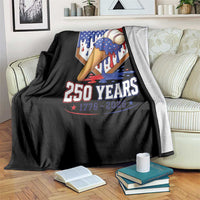 250 Years Baseball Ice Cream Drip 4th of July USA Flag Throw Blanket