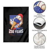 250 Years Baseball Ice Cream Drip 4th of July USA Flag Garden Flag