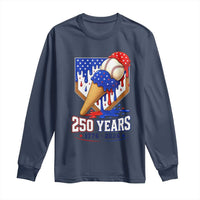 250 Years Baseball Ice Cream Drip 4th of July USA Flag Long Sleeve Shirt