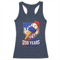 250 Years Baseball Ice Cream Drip 4th of July USA Flag Racerback Tank Top