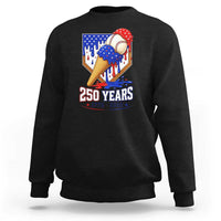 250 Years Baseball Ice Cream Drip 4th of July USA Flag Sweatshirt