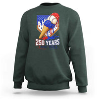 250 Years Baseball Ice Cream Drip 4th of July USA Flag Sweatshirt