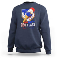 250 Years Baseball Ice Cream Drip 4th of July USA Flag Sweatshirt