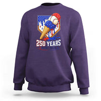 250 Years Baseball Ice Cream Drip 4th of July USA Flag Sweatshirt